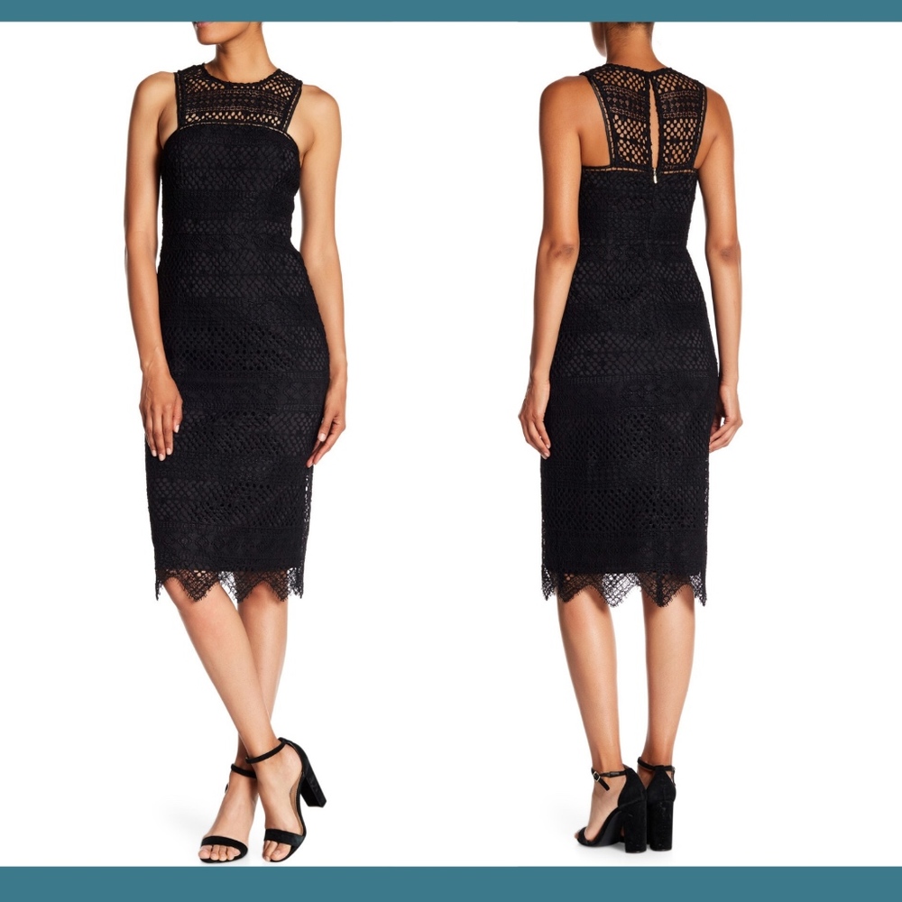 NWT $348 Trina Turk Vitality‎ Crochet Knit Dress in Black [SZ 4 ]
